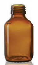 60 ml siroopfles, amber, type 3 geblazen glas